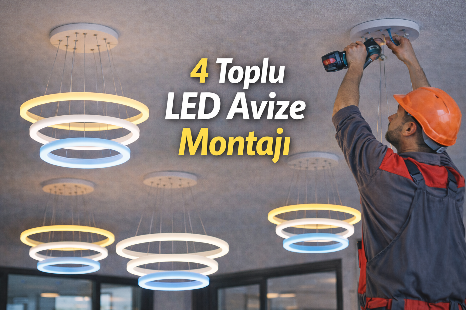 4 Toplu LED Avize Montajı